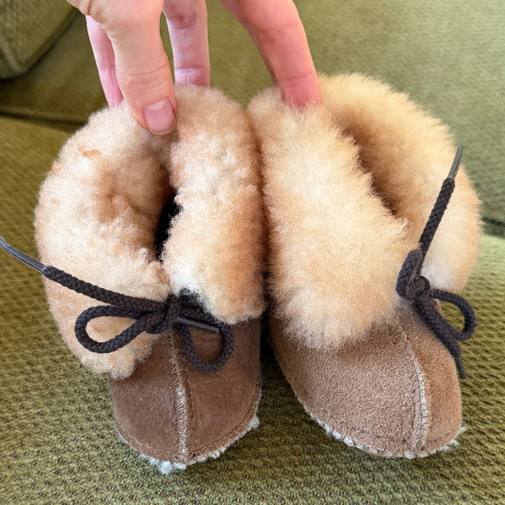 Cozy Brown Shearling Minnetonka booties